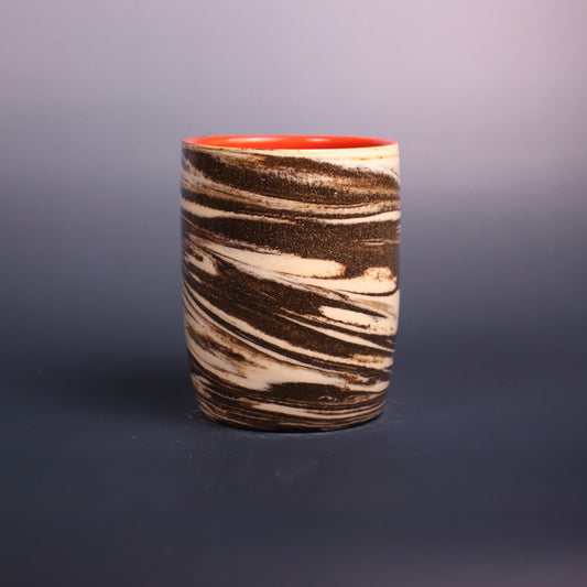 SECONDS - Dark Brown and White Marbled Cup 4