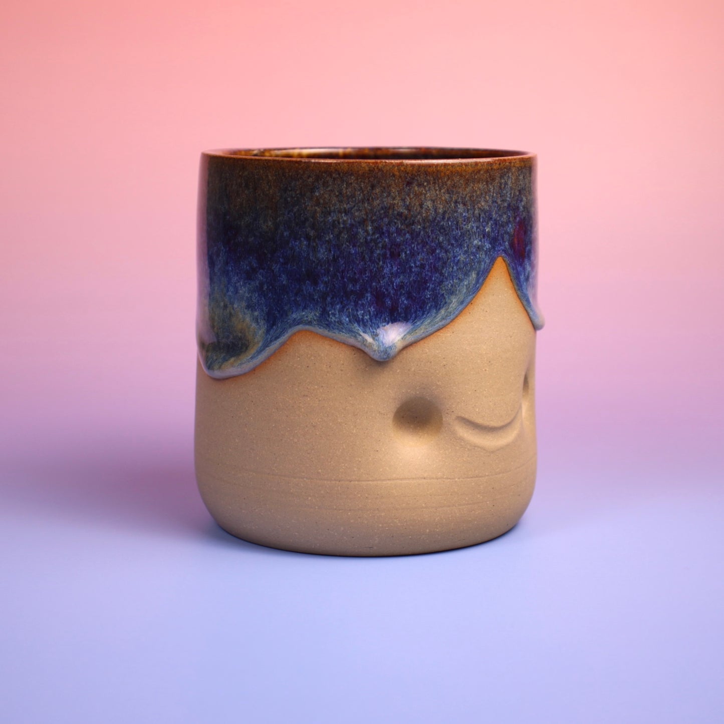 Large Deep Blue Happy Cup