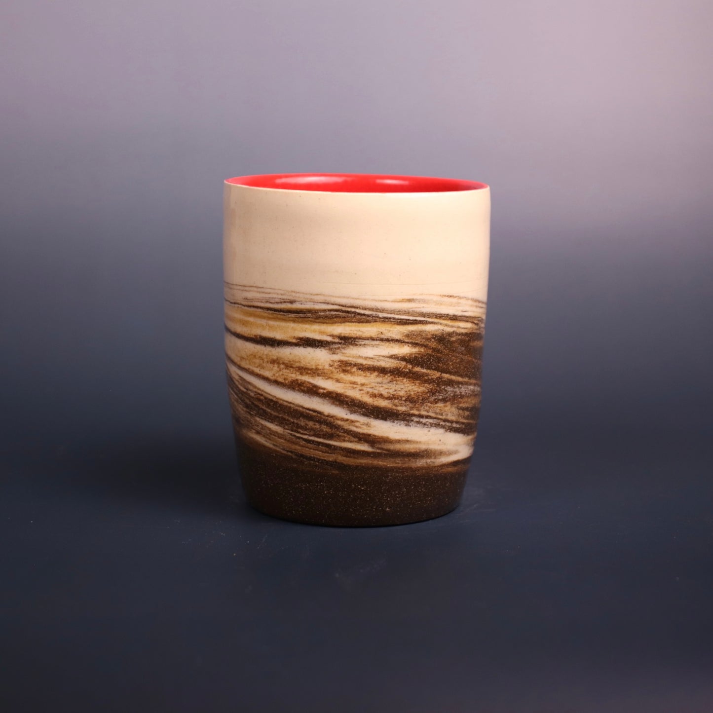 Dark Brown and White Marbled Cup 2