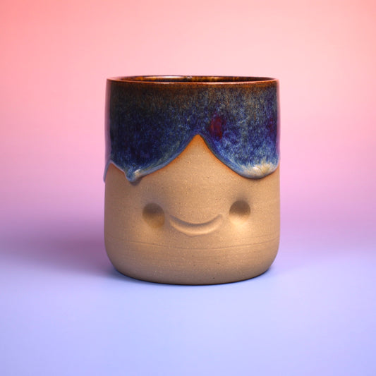 Large Deep Blue Happy Cup